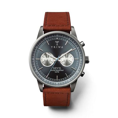 Unisex watch with ash sunray dial and brown leather strap nest110sc010212